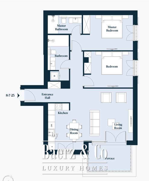 Floor Plan 1 - Luštica Bay - Heights - Heights - Mediterranean Living - Heights Apartment - Two Bedroom Apartment